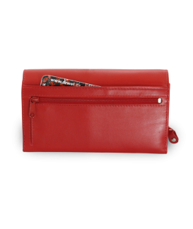 Red women's clutch leather wallet with flap 511-2120-31