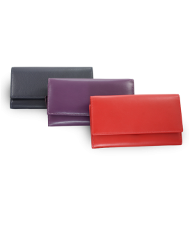 Red women's clutch leather wallet with flap 511-2120-31