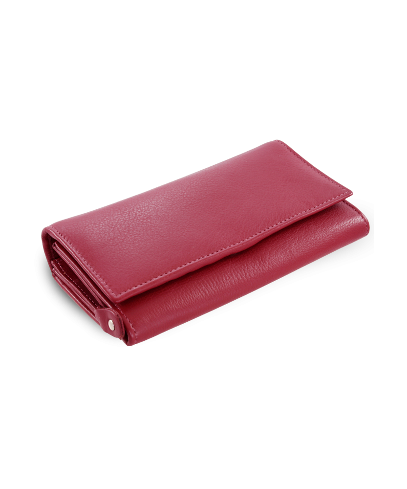 Burgundy ladies clutch leather wallet with flap 511-2120-34