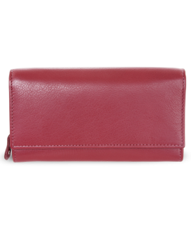 Burgundy ladies clutch leather wallet with flap 511-2120-34