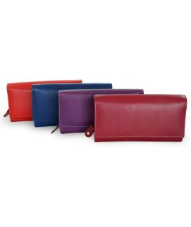 Burgundy ladies clutch leather wallet with flap 511-2120-34
