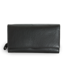 Black women's clutch leather wallet with flap 511-2120-60