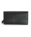 Black women's clutch leather wallet with flap 511-2120-60