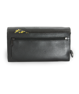 Black women's clutch leather wallet with flap 511-2120-60