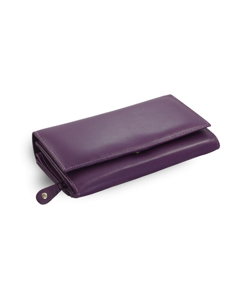 Purple women's clutch leather wallet with flap 511-2120-76