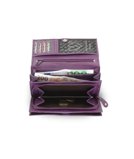 Purple women's clutch leather wallet with flap 511-2120-76