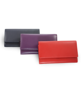 Purple women's clutch leather wallet with flap 511-2120-76