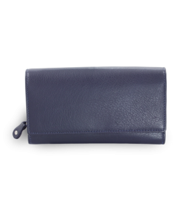 Blue women's clutch leather wallet with flap 511-2120-97
