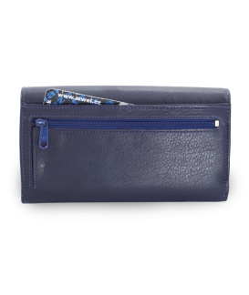 Blue women's clutch leather wallet with flap 511-2120-97
