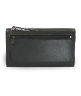 Black women's leather clutch wallet with flap 511-4027-60