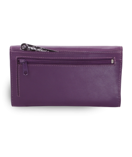 Purple women's leather clutch wallet with a flap 511-4027-76