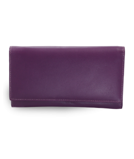 Purple women's leather clutch wallet with a flap 511-4027-76