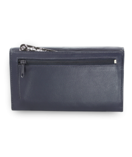Blue women's leather clutch wallet with flap 511-4027-97