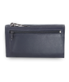 Blue women's leather clutch wallet with flap 511-4027-97