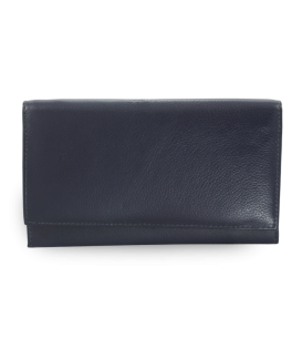 Blue women's leather clutch wallet with flap 511-4027-97