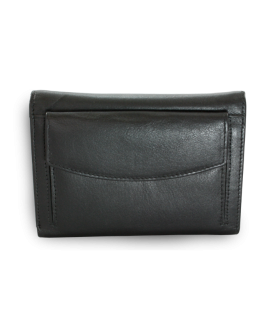 Black women's leather wallet with two flaps 511-4124-60