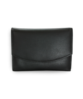 Black women's leather wallet with two flaps 511-4124-60