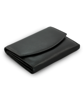 Black women's leather wallet with two flaps 511-4124-60