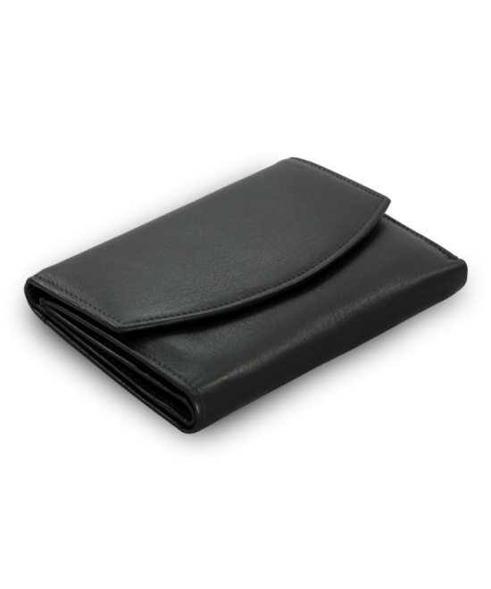 Black women's leather wallet with two flaps 511-4124-60