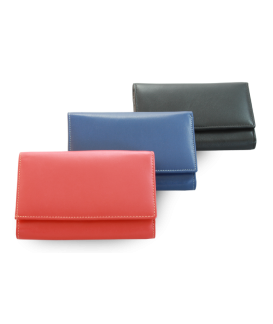 Black women's leather wallet with flap 511-4125-60