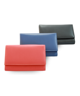 Multi-red women's leather wallet with flap 511-4125-M31