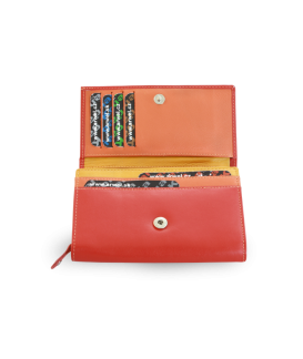 Multi-red women's leather wallet with flap 511-4125-M31