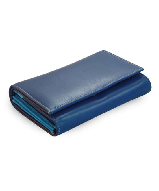 Multi blue women's leather wallet with flap 511-4125-M97