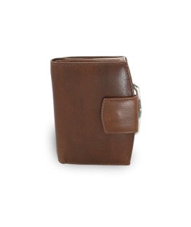 Dark brown women's leather frame wallet with pinch 511-4357-47