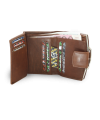 Dark brown women's leather frame wallet with pinch 511-4357-47