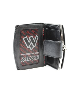 Black women's leather frame wallet with a pinch 511-4357-60