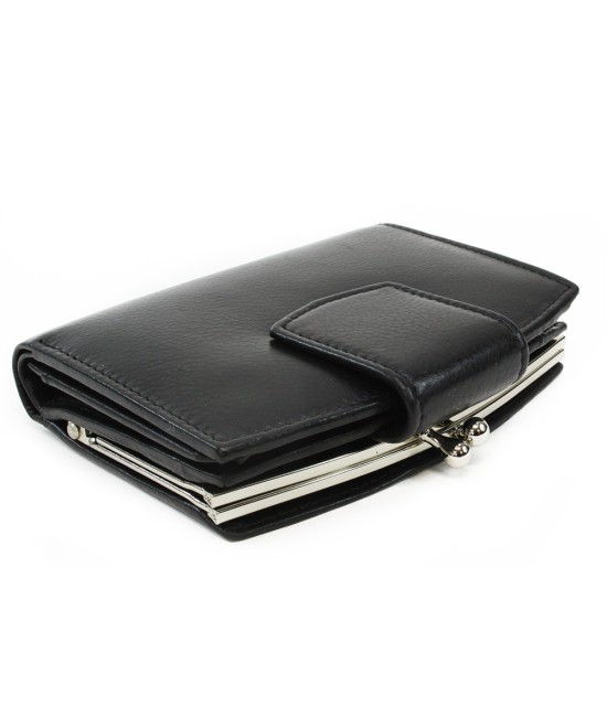 Black women's leather frame wallet with a pinch 511-4357-60