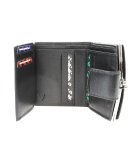 Black women's leather frame wallet with a pinch 511-4357-60