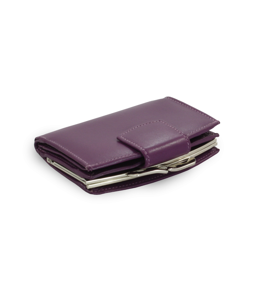 Purple women's leather frame wallet with a pinch 511-4357-76