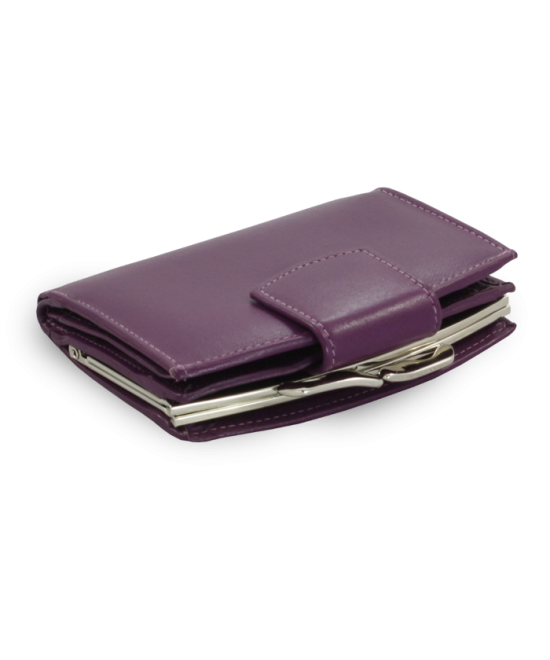 Purple women's leather frame wallet with a pinch 511-4357-76