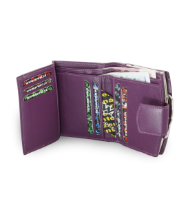 Purple women's leather frame wallet with a pinch 511-4357-76