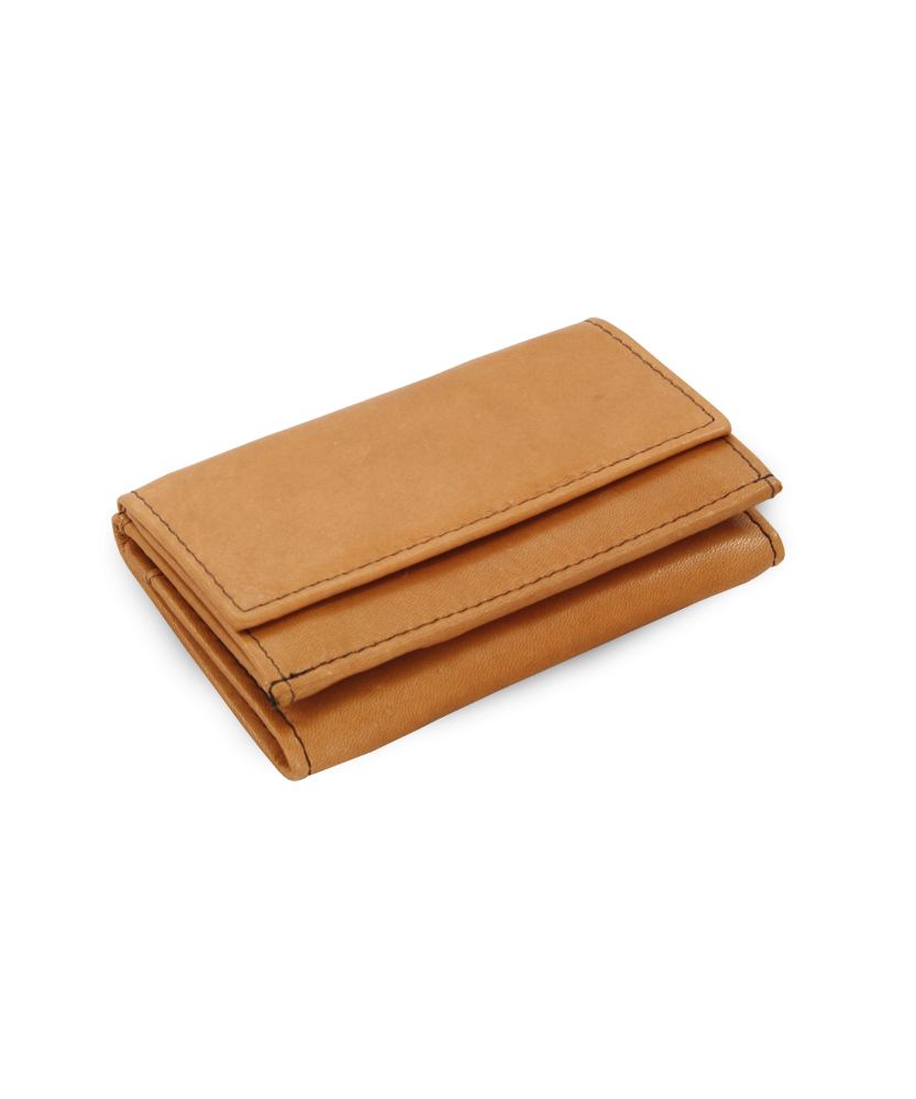 Light brown women's leather mini wallet 511-4392A-05