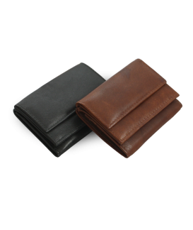 Dark brown women's leather mini wallet 511-4392A-47