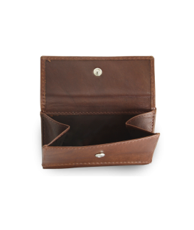 Dunkelbraunes Mini-Portemonnaie aus Leder für Damen 511-4392A-47