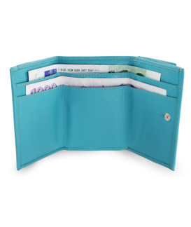 Türkisfarbenes Mini-Portemonnaie für Damen aus Leder 511-4392A-53