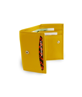 Gelbes Mini-Portemonnaie aus Leder für Damen 511-4392A-86
