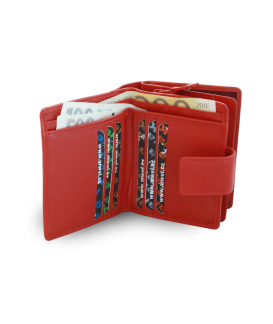 Red women's leather wallet with a pinch 511-5937-31