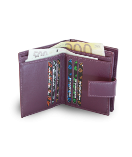 Purple women's leather wallet with a pinch 511-5937-76