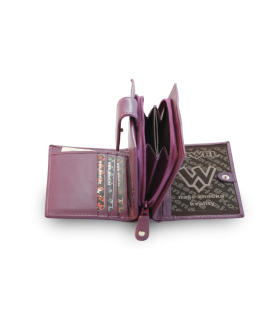 Purple women's leather wallet with a pinch 511-5937-76