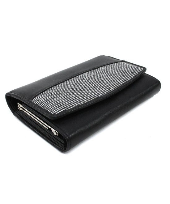 Black and white women's leather frame wallet 511-6236B-60/T