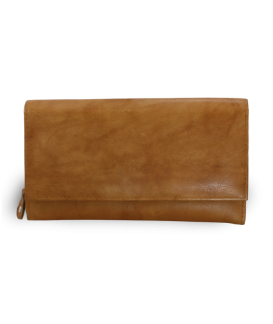 Light brown women's clutch leather wallet with flap 511-7120-05