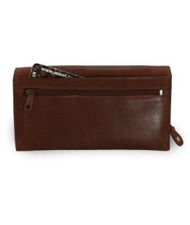 Dark brown women's clutch leather wallet with flap 511-7120-47