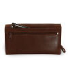 Dark brown women's clutch leather wallet with flap 511-7120-47