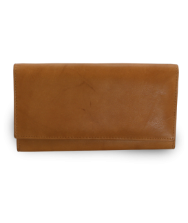 Light brown women's clutch leather wallet with flap 511-7233-05