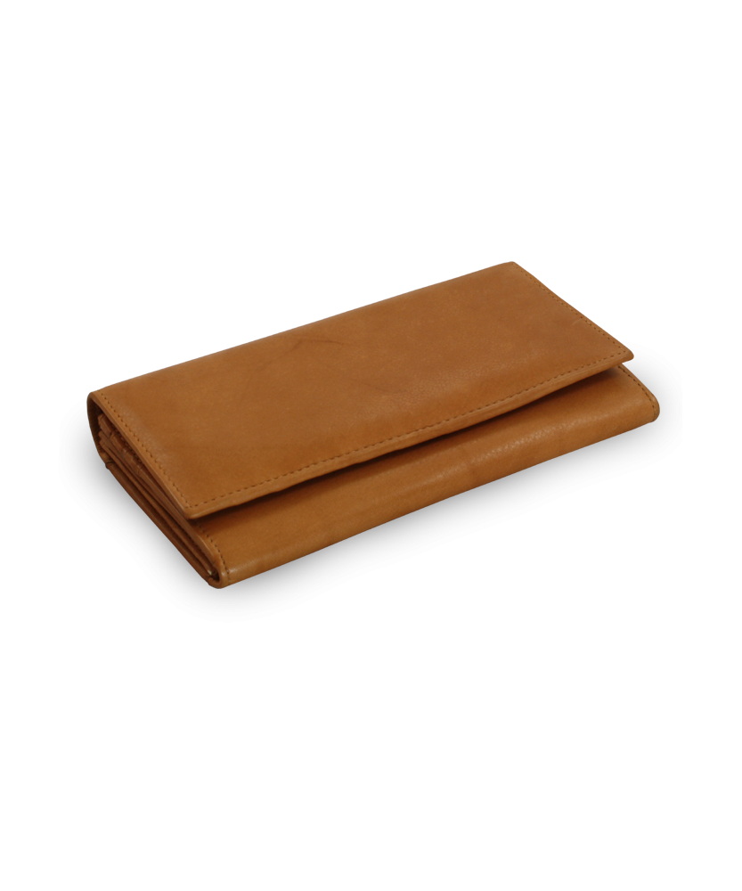Light brown women's clutch leather wallet with flap 511-7233-05