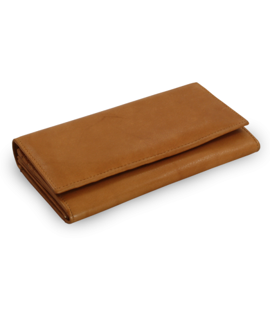 Light brown women's clutch leather wallet with flap 511-7233-05